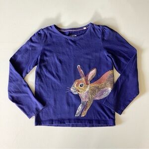 Mini Boden Embroidered Rabbit Blue T-shirt